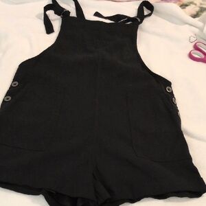 Hollister Black Overalls with Side Buttons